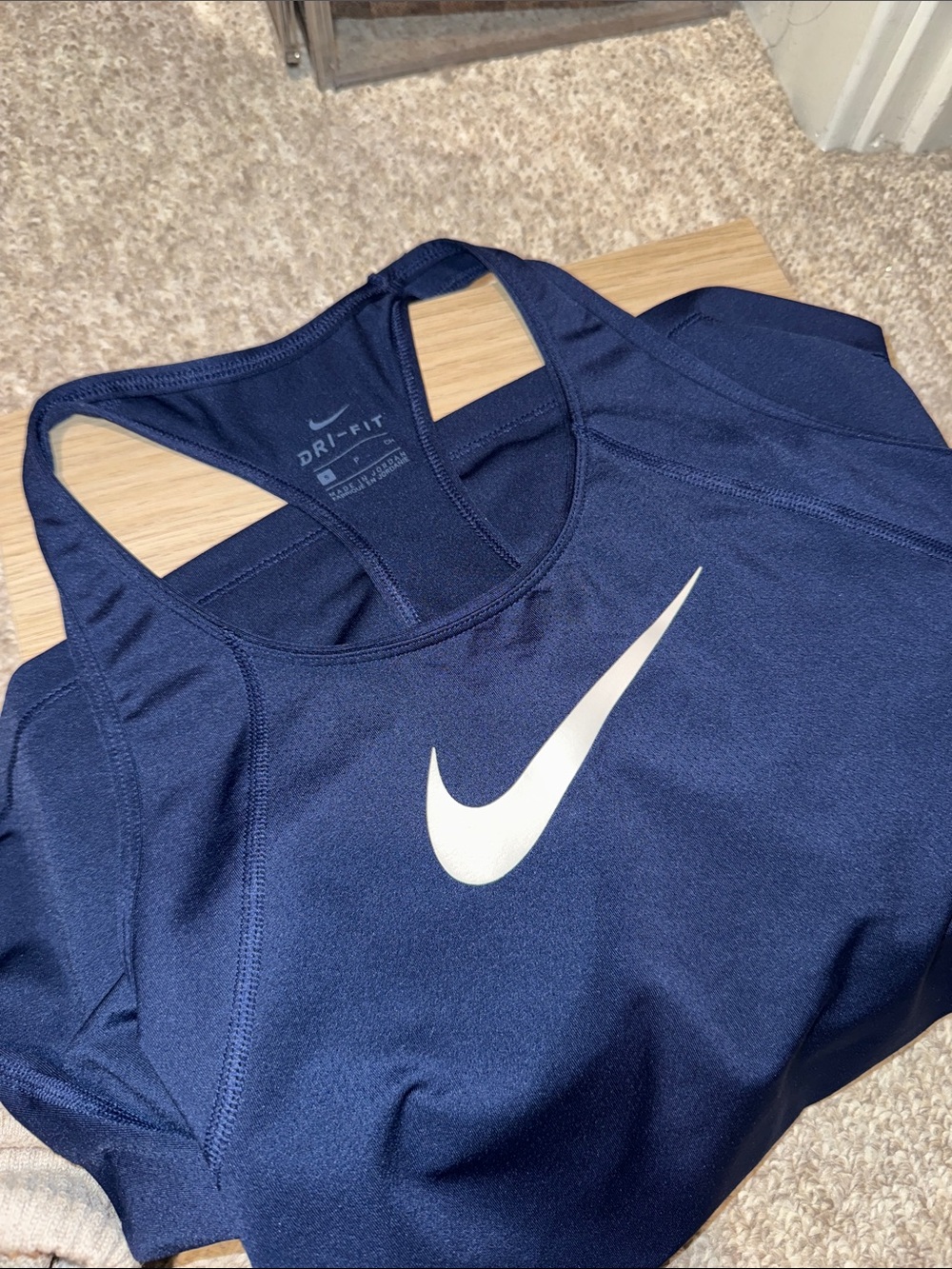 Nike Navy Blue Athletic Tank with White Swoosh